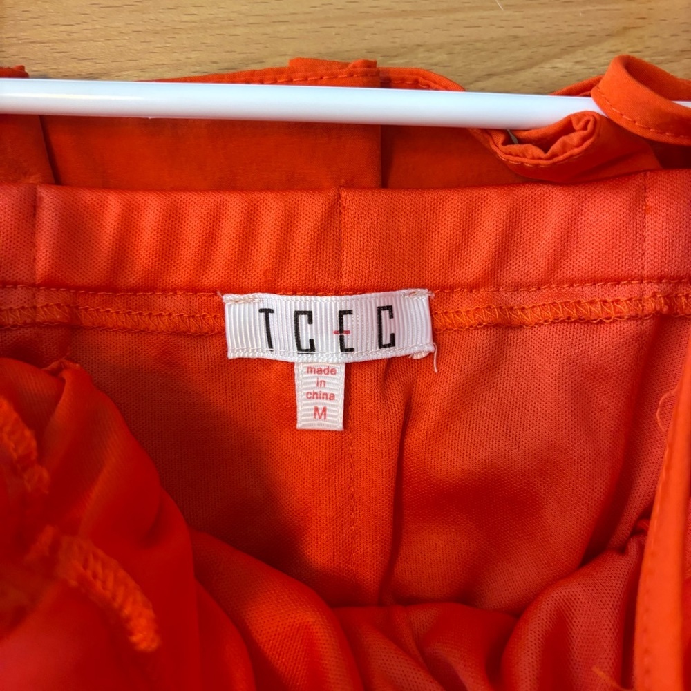TCEC Colorblock Ruffled Tank Top in Orange and Pink - Picture 4 of 9